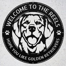 Custom Golden Retriever Welcome Metal Sign Family Name Dog Lover Gift