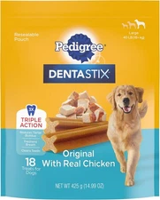 Pedigree Dentastix Large Breed Dog Treats, Original Flavor, 14.99 oz. Bag (18 Tr