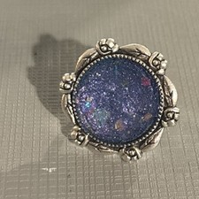 Hand Crafted Purple Glitter Adjustable Resin Ring