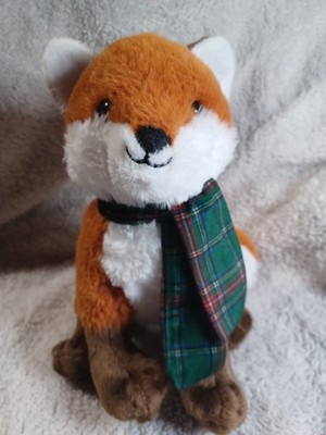 Cute Red Fox Plush With Green Plaid Scarf By MerchSource, LLC 2022