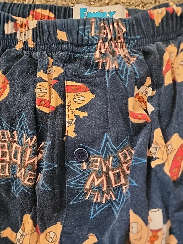 Pantalones de pijama Family Guy Stewie estampado Griffin bolsillos 2008 para hombre XL 100 % algodón Foto 4 de 4