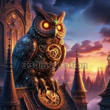 Digital Image Picture Photo Wallpaper Background Desktop Art Clockwork Owl #A238