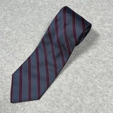 Brooks Brothers Basic Mens Tie Pure Silk Blue Burgundy Striped USA Golden Fleece