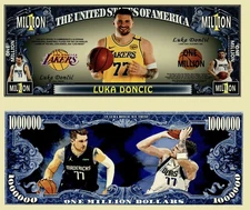 new Luka Doncic Million Dollar Bill Play Funny Money Novelty Note + FREE SLEEVE