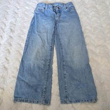 Cat  Jack Girls Wide-Leg Blue Denim Jeans Size 8 Button Zip Light Wash