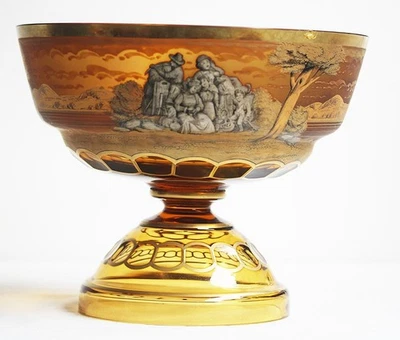 Große  Schale, Böhmen um 1900, Farbloses Glas, H=23 cm, D=28,4 cm.,Gewicht- 3 kg - Bild 1 von 4