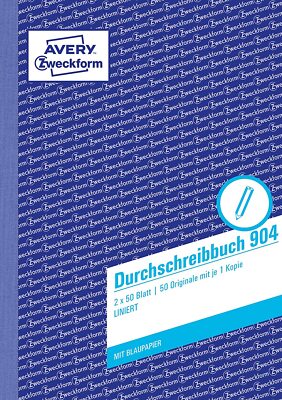 AVERY Zweckform 904 Durchschreibbuch (A5, 50 linierte Durchschreibsätze, mit ein