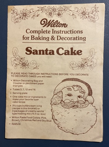 Inserto de papel e instrucciones vintage Wilton Party Pan Santa Cake Navidad 1979 - Imagen 3 de 12
