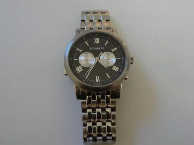 Fine Tourneau For Acura Calendar Swiss Stainless Steel Quartz Watch Black Dial