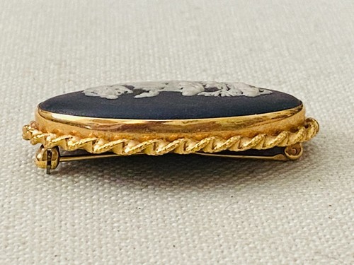 Vintage Wedgwood Jasperware Greek Goddess 12k Gold Filled Cameo Brooch 1 11/16" - Picture 4 of 8