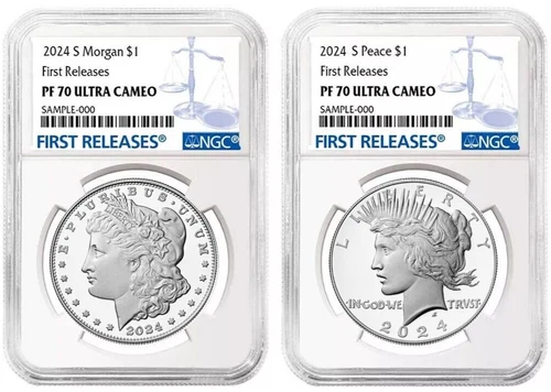 2024 S Morgan & Peace Silver $1 NGC PF70 UC First Releases W/OGP #379