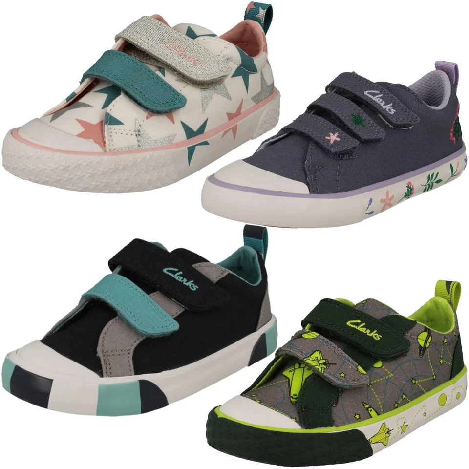 Childrens Clarks Foxing Lo Pattern Detailed Canvas Shoes