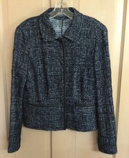 Blazer jacket sz 5 navy with leather trim Basler brand