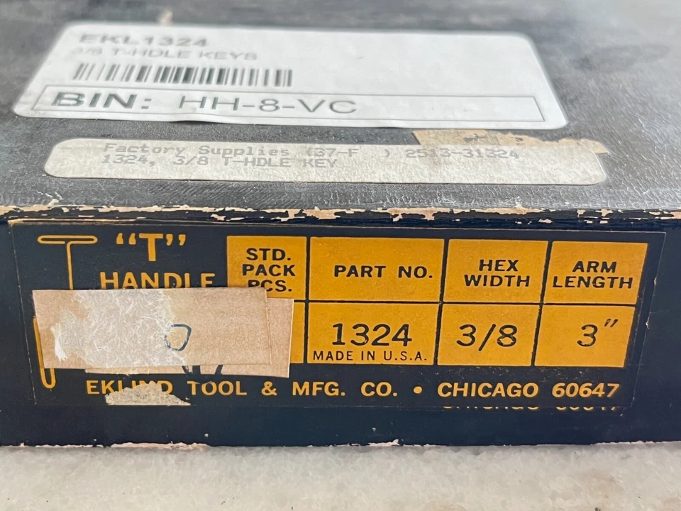 6 new EKLIND 31324, 3/8" x 3"L, Standard Grip T-Wrench Handle Hex Key Allen USA - Image 2 of 2