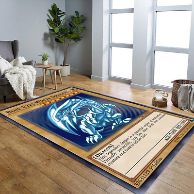Blue-Eyes White Dragon Rug, Game Card Mat, Anime Rug, Yugioh Card, Game Card  Rug