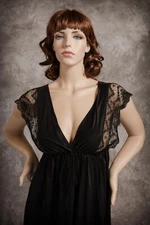 Vintage Val Mode Sexy Nightgown Lingerie Beautiful Black Long Gown Size Sm or M