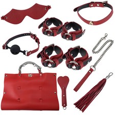 KIT SADOMASO PROFESSIONALE SEX TOY MANETTE MASCHERA FRUSTA INTIMO EROICO ROSSO