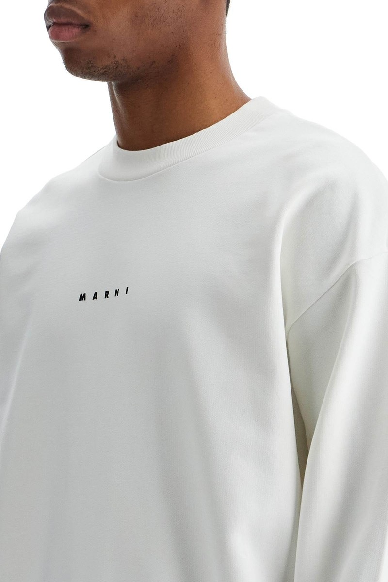 【送料&関税込】Marni Oversized Plain Sweatshirt Blue organic cotton oversized T-shirt with Marni patches | Marni