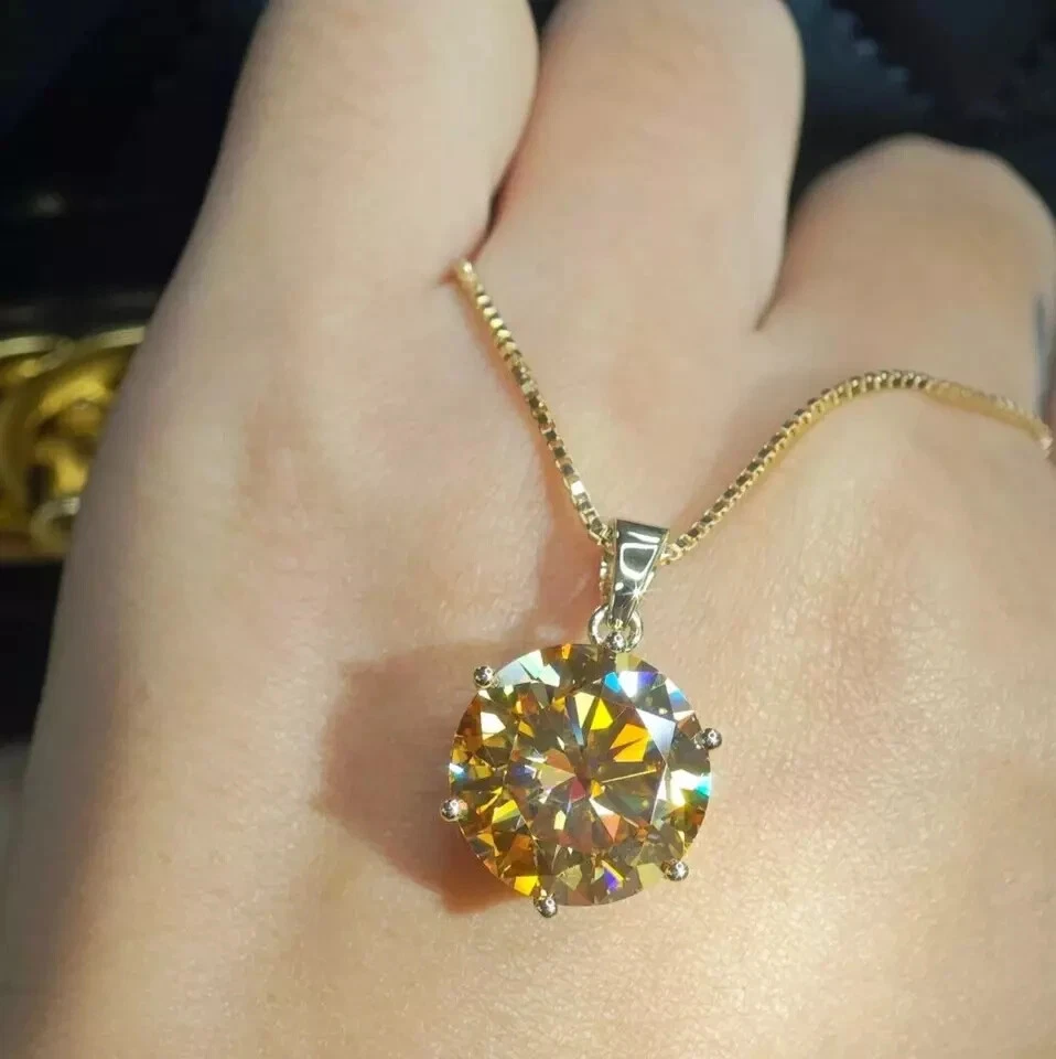 РЕДКИЙ сертифицированный кулон с одним бриллиантом шампанского 7 карат из серебра 925 пробы - Изображение 4 из 4