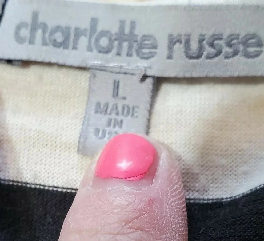 Y2K Charlotte Russe Top Sleeveless Racorback Stretch Black White Stripes Large - Image 3 of 4