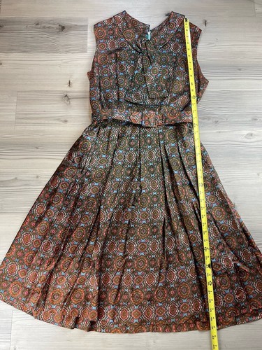 Camisa de vestir vintage para mujer de cachemira plisada cuello arco plisado con cinturón talla 14 - Imagen 9 de 13