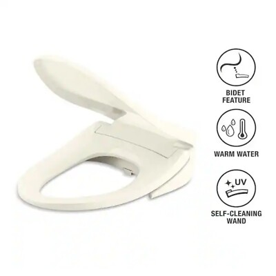 KOHLER Bidet Seat 4.75'' x 16.9375'' Electric Heated Toilets Purewash E525 Biscuit