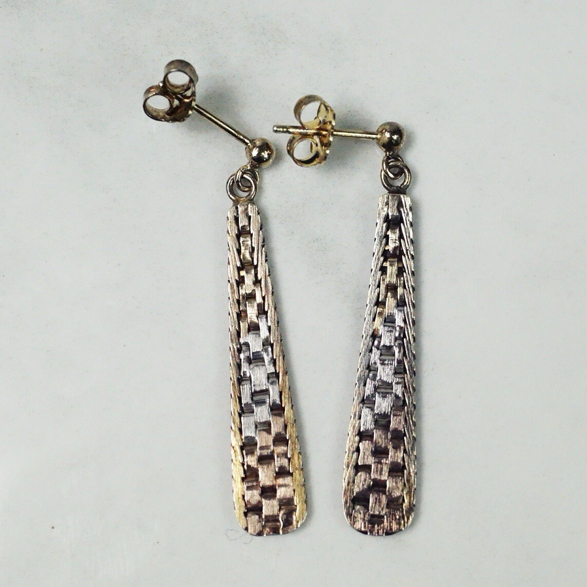 Tricolor Sterling Silver Woven Triangular Drop Da… - image 10