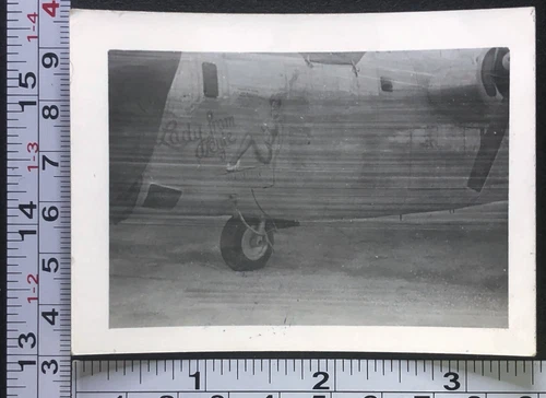 Plane Aviation WW2 Nose Art Bomber Lady from Leyte BW Photo Snapshot Military