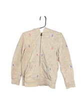 Ralph Lauren Girls Size 6X Zip Front Embroidered Logos Hoodie Sweatshirt Gray