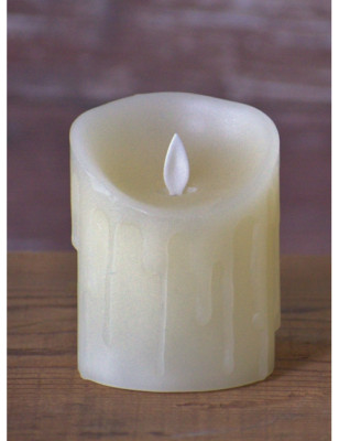 Cream Drip 3x4 Pillar - Moving Flame Candle - WHD Floral
