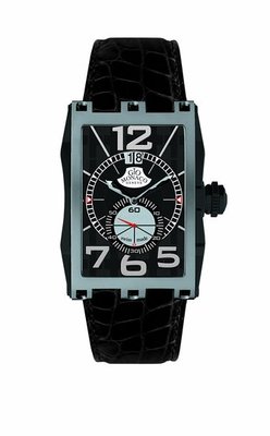 Gio Monaco Men's 595-A Mac V Polished Stainless Steel Alligator Leather Watch 