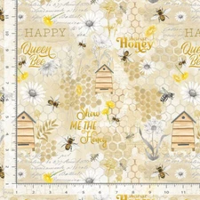 Honey Bee Collage Fabric By The Yard Bees Hive Cotton Timeless Treasures CD3263