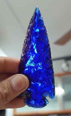 #ad Blue Obsidian Glass Spearhead Arrowhead Crystal for Healing and Jewelry Making. $16.00