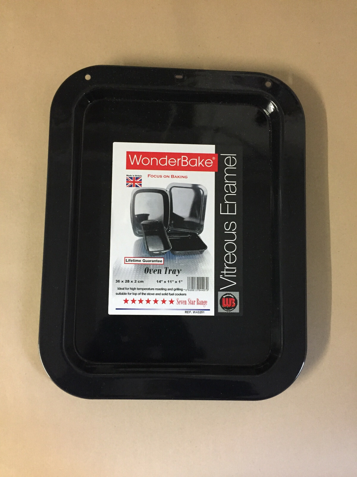 Wonderbake 36 x 28 x 2 cm Vitreous Enamel Bakeware Baking Oven Tray