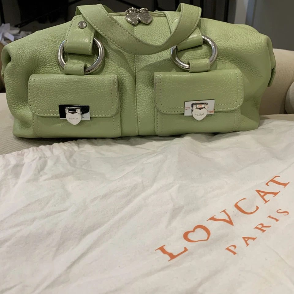 Bolso de Mano LOVCAT Paris Cuero Verde Pistacho con Bolsa Antipolvo Original Foto 2 de 4