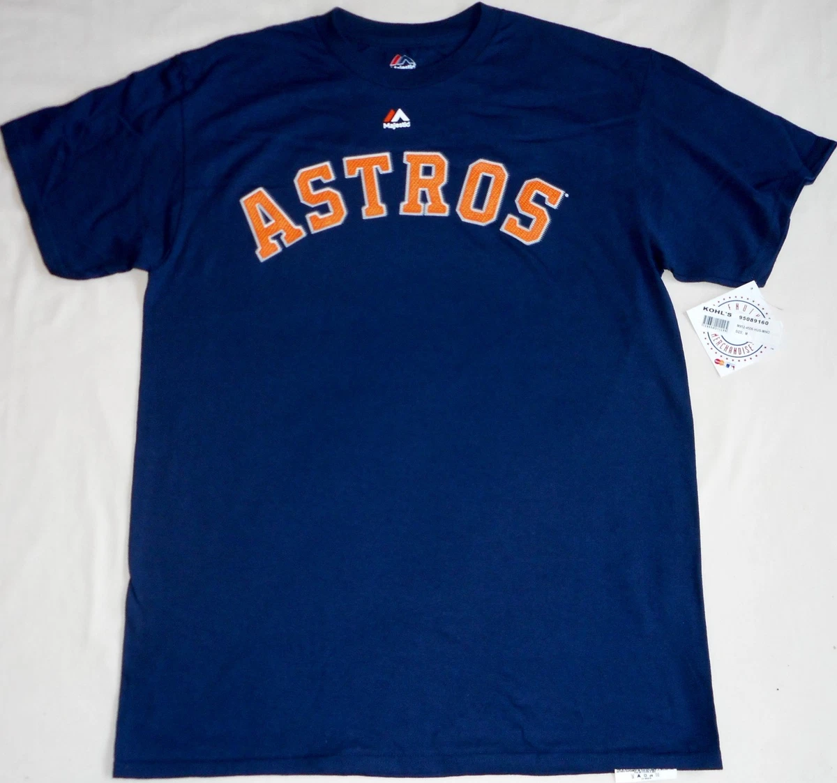 HOUSTON ASTROS MAJESTIC SHORT SLEEVE T SHIRT MENS MEDIUM BLUE 100 COTTON NWT