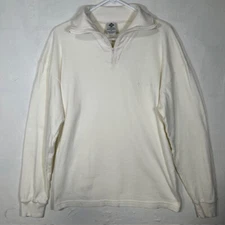 Columbia Pullover Top Women’s M Ivory 1/4-Zip Sweatshirt Lightweight Cozy Flaw