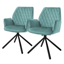 Set 2 poltrone sedie da sala pranzo salotto velluto verde salvia gambe mettalo