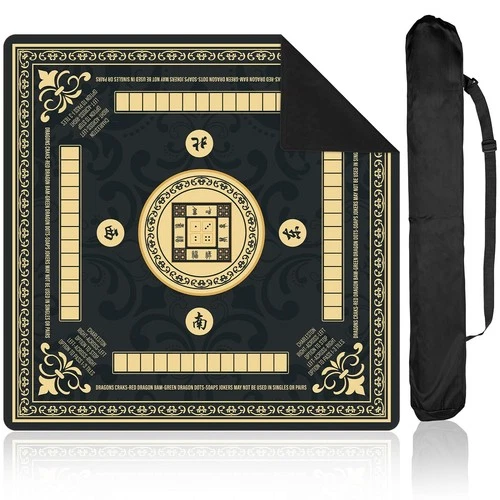 Black Mahjong Mat with Black Carrying Bag 31.5 x 31.5 Inches Multi Purpose - Picture 1 of 7