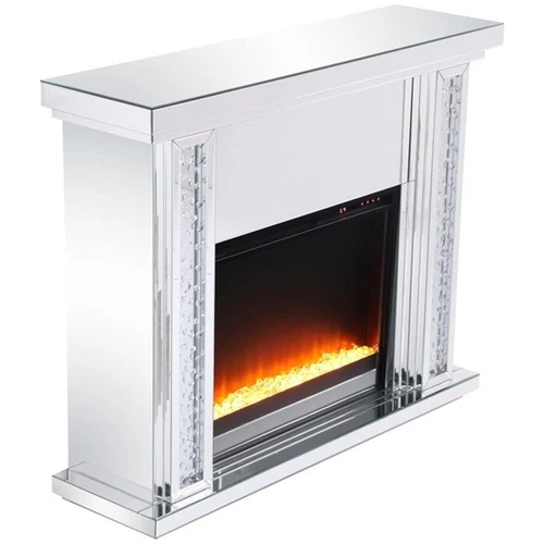 Elegant Decor Modern 47.5" Sparkling Mirrored Crystal Fireplace Mantle - Picture 3 of 11