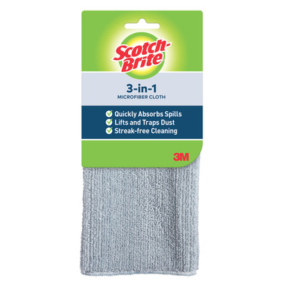 Scotch-Brite 3-in-1 Microfiber Cloth: 1-pack (Grey) 9070-GREY