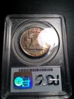 1957 D Franklin Silver Half Dollar  MS 65 FBL by PCGS Reverse Rainbow Toning
