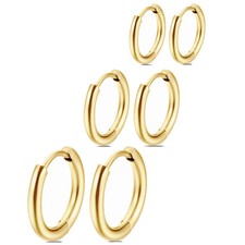 Small Gold Hoops Earrings for Women 14K Mini Gold Huggie Hoop Earrings Set Sl...