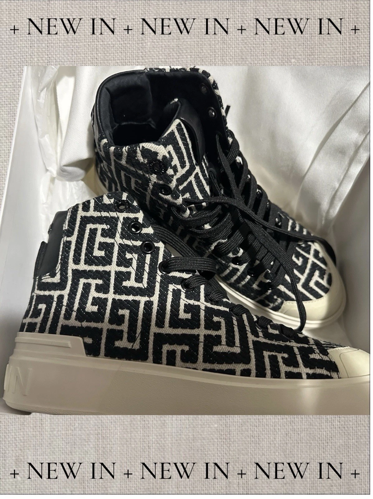Balmain — NEW Authentic Balmain Paris Women’s Monogram Jacquard B-Black Size 7,Retail $750