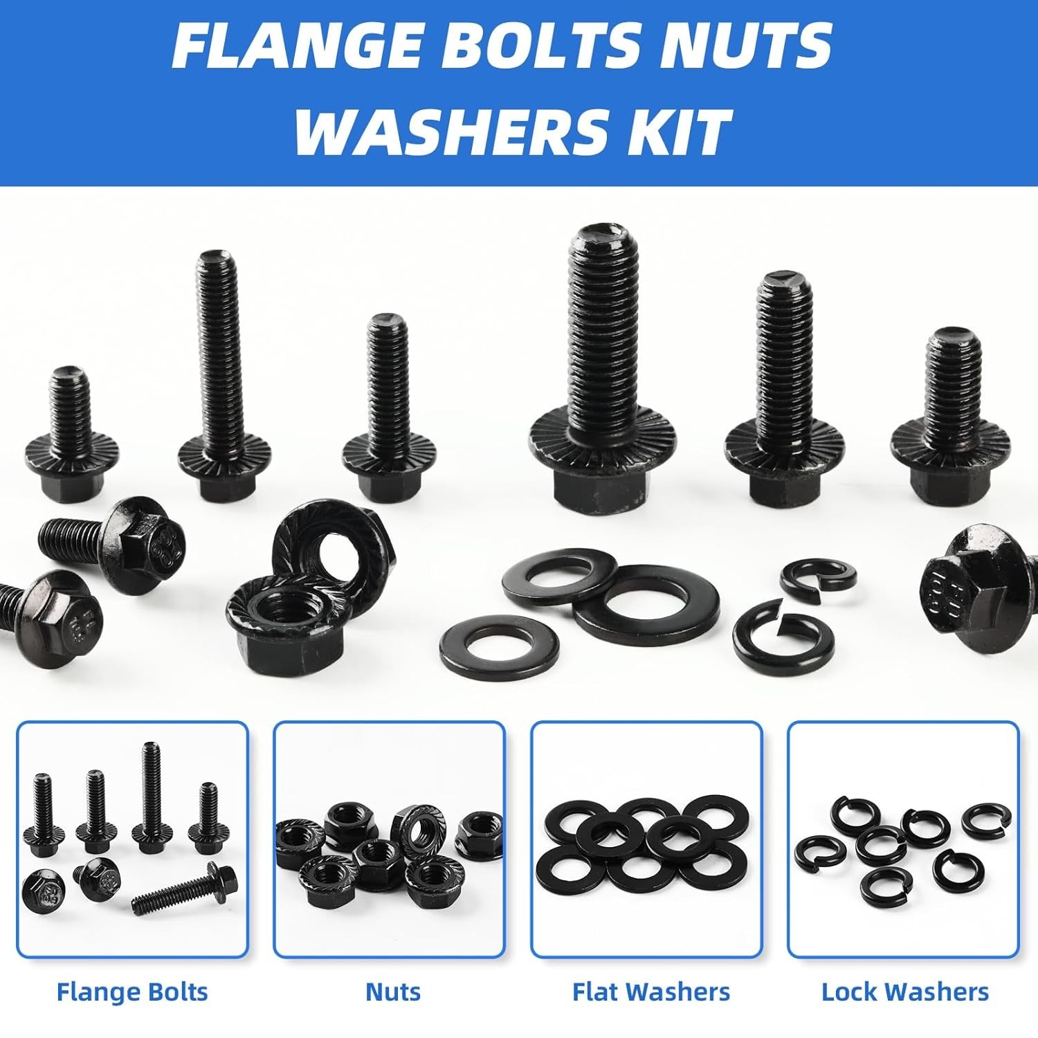 Comprehensive 280Pcs Flange Bolt Set M6-M10 - 10.9 Grade Alloy Steel Storage Kit