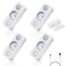 LED Motion Sensor Puck Lights, Rechargeable Cabinet Lights, Stick on Wireless...