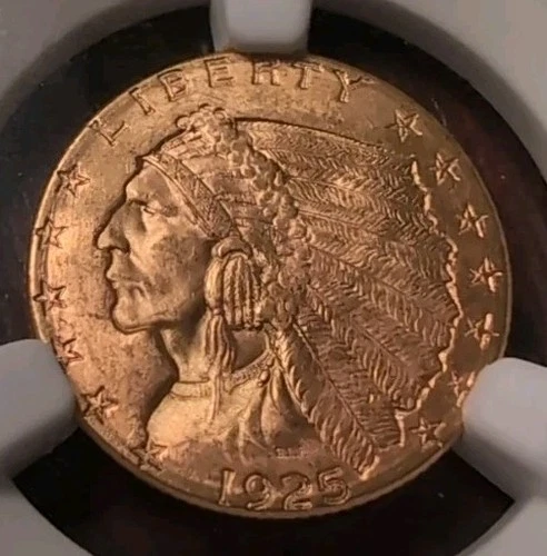 1925-D  $2.5 Dollar Gold Indian Head Quarter Eagle Coin NGC MS-64 PQ Blazer