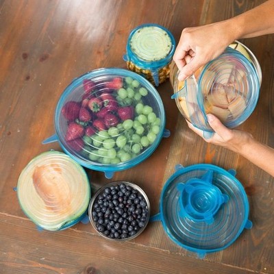 6 Pack Silicone Stretch Lids Reusable Food Bowl Covers Durable Kitchen Pan Wrap