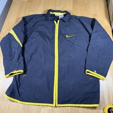 Vintage Nike Big Swoosh Windbreaker Nylon Jacket Size XL Gray / Yellow