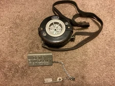 Vintage Detex Newman Watchclock Station Key Iron Wall Mount Holder Leather Case